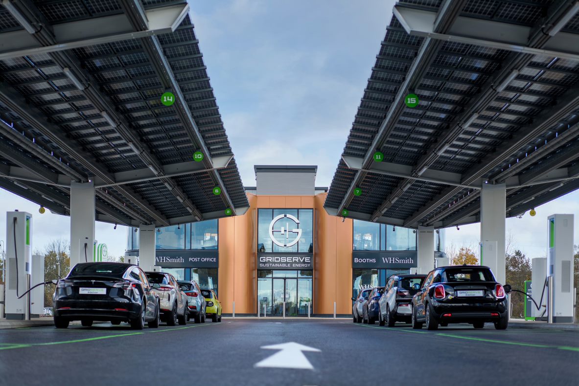 photo of the gridserve car charging forecourt