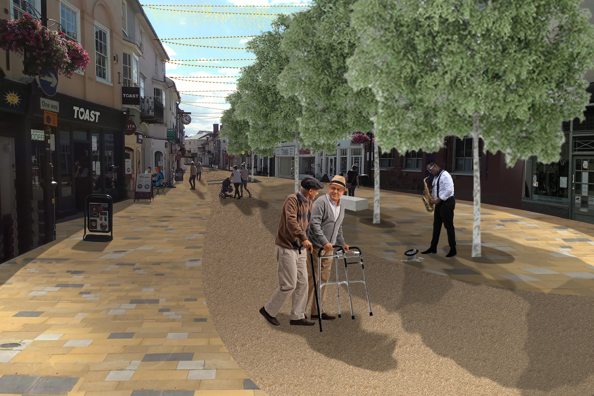 artist impression of pedestrianisation in braintree town centre