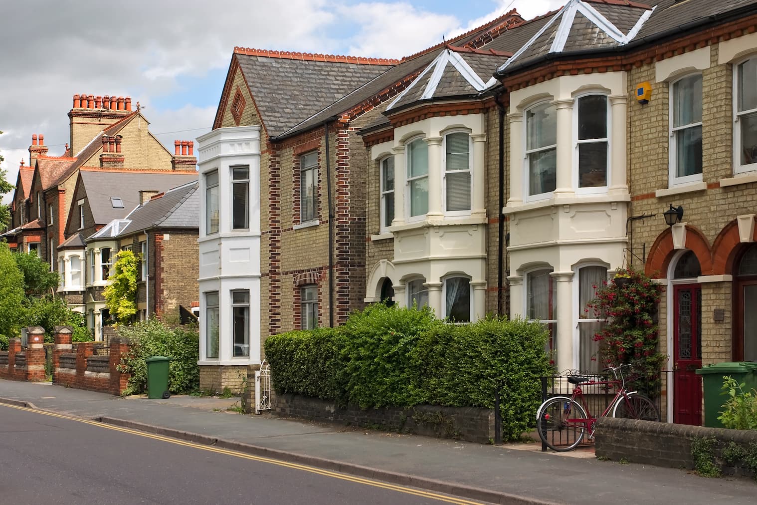 english terraced houses with trees outside